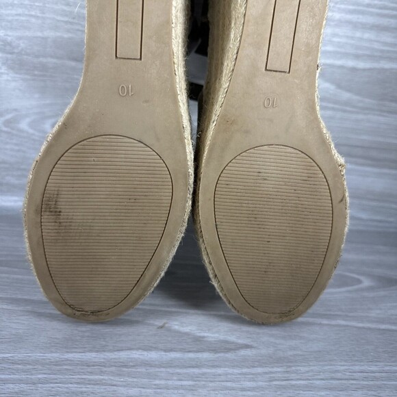 Steve Madden JYIA Espadrille Wedge‎ Sandals Size 10 Brown Suede Leather Peep Toe - Picture 10 of 11